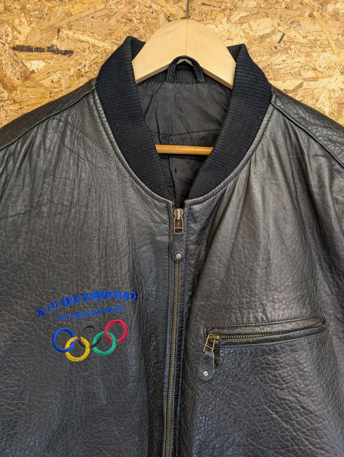 Adidas Olympic Bomber Leather Jacket Large Men Vintage 1980s Vintage 80s Black