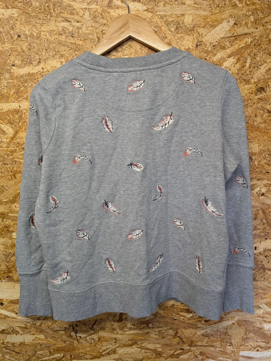 Barbour Fell Sweatshirt Womens Size 10 Grey Cotton Feather Embroidery Crew