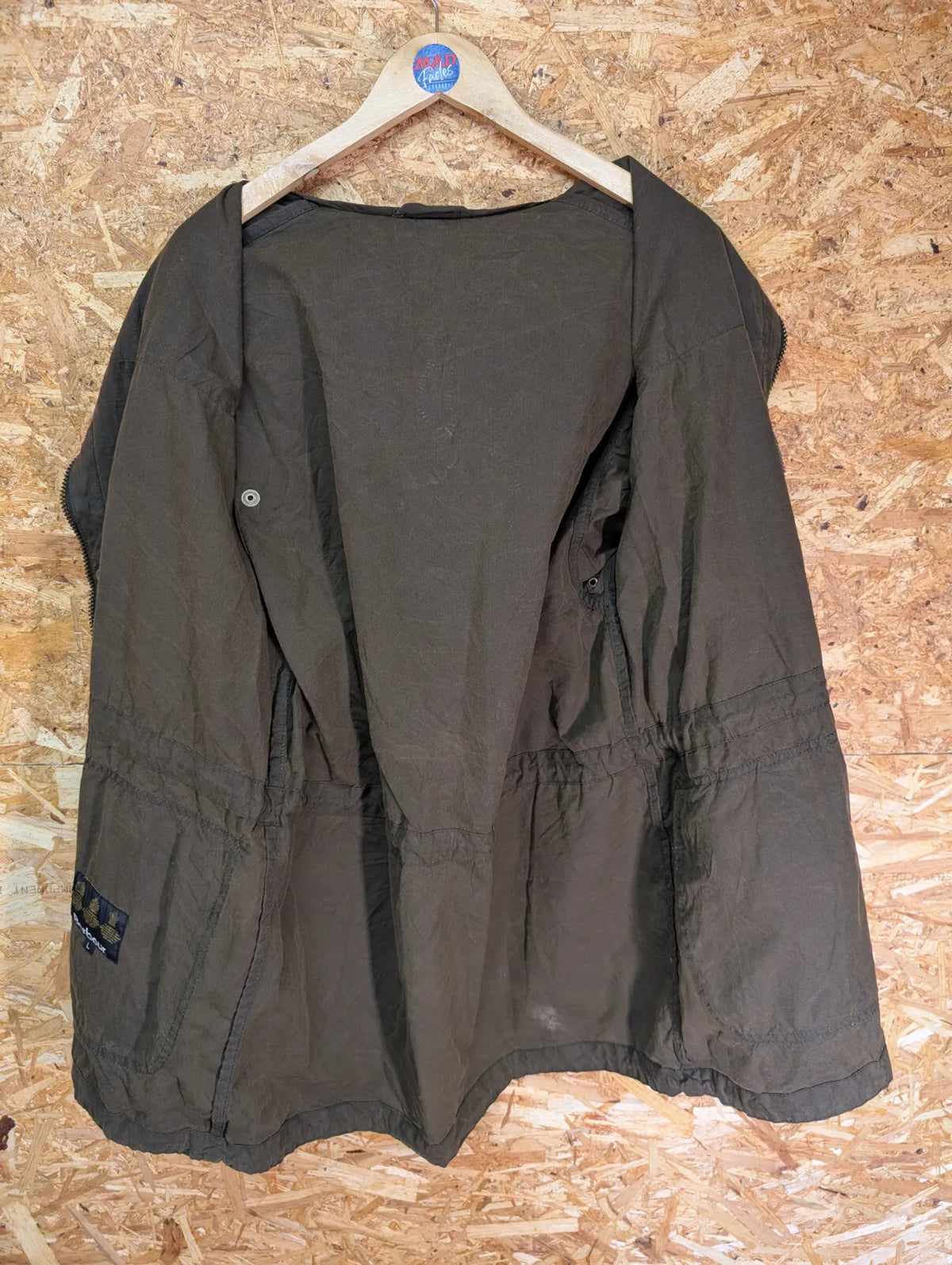 Barbour Catterick Parka Wax Jacket Large Green Cotton Cape Hood Sylkoil Finish