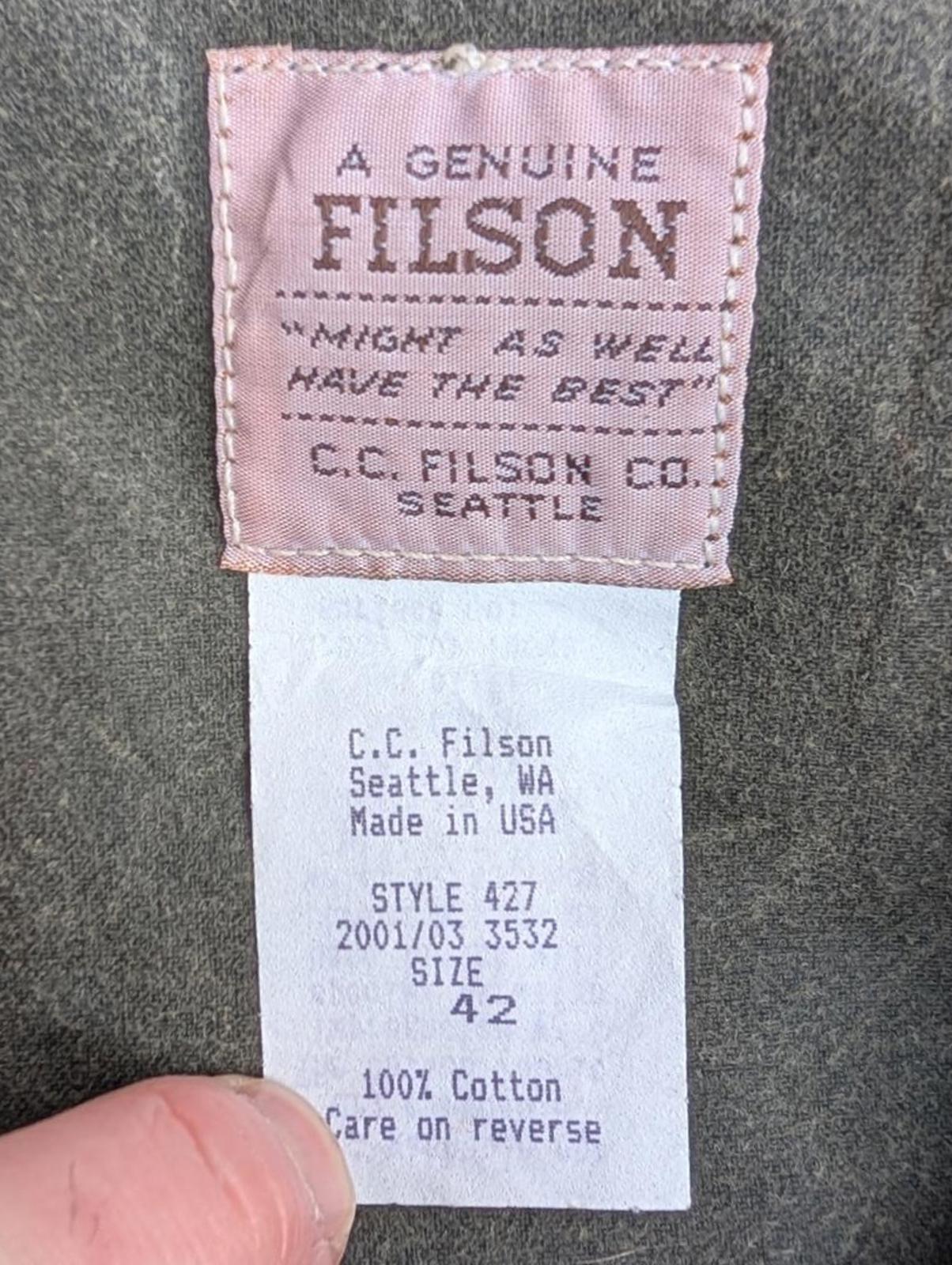 Filson Double Hunting Bibs W42 L32 Dungarees Style 427 Thorn Trousers USA Made