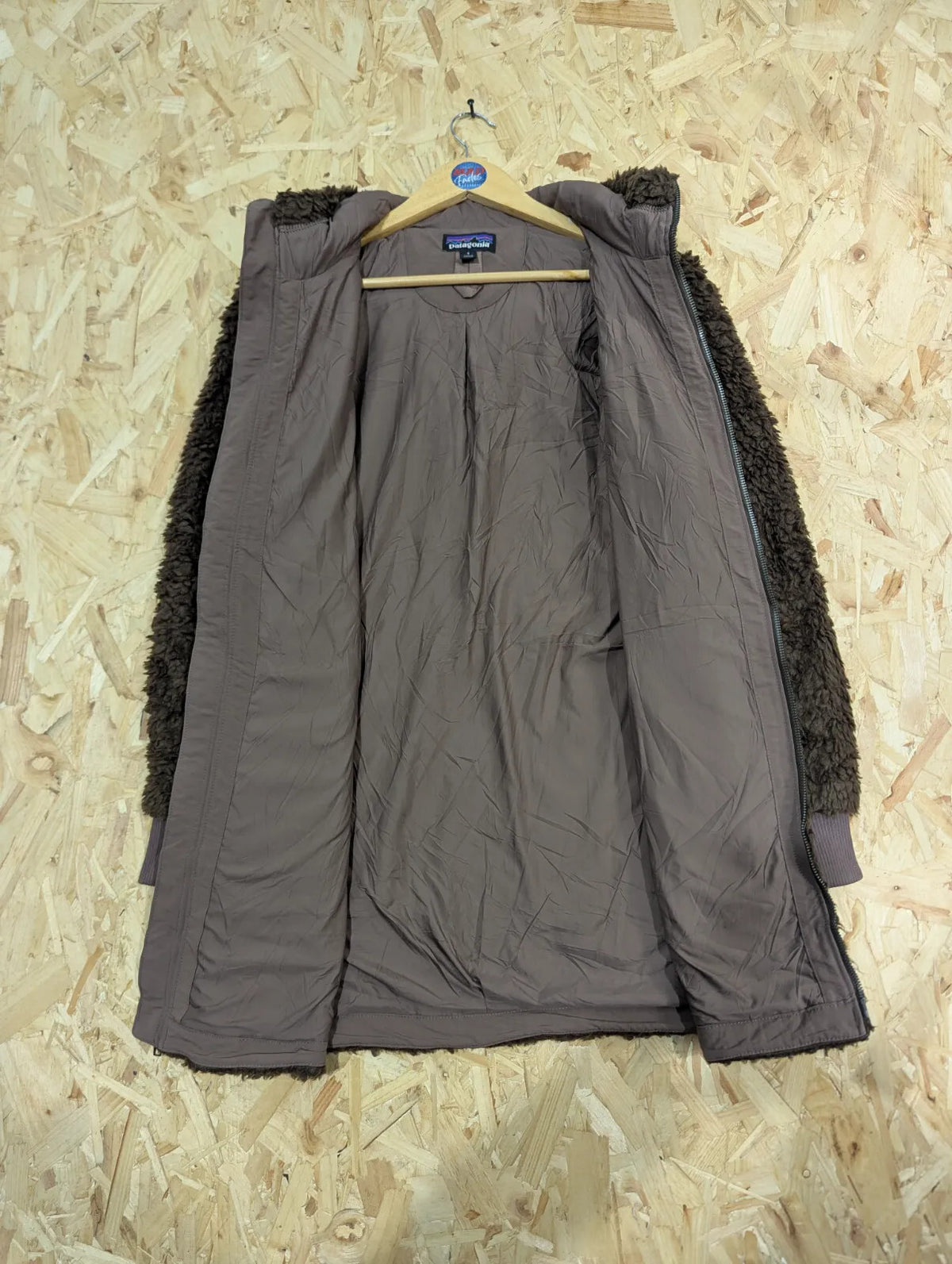 Patagonia Dusty Mesa Parka Jacket Womens Small Brown Hooded Fleece Sherpa Zip
