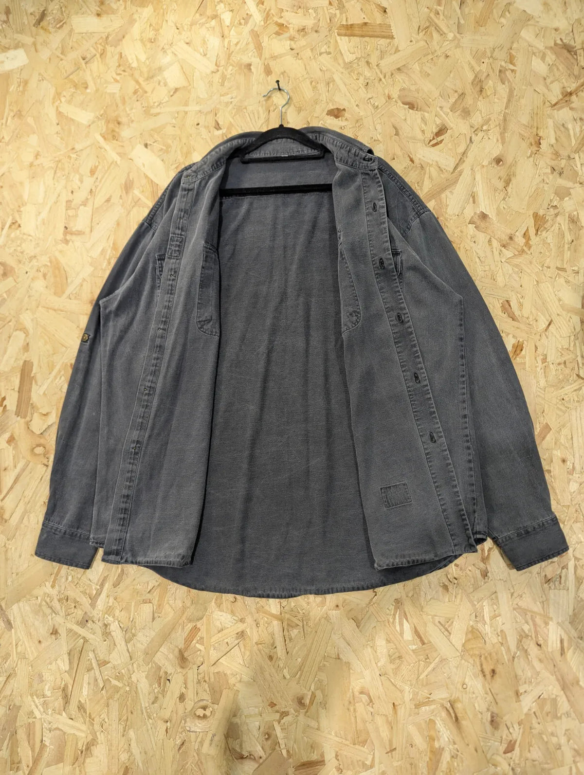 Vintage Camel Overshirt Mens XL Grey Canvas Button Workwear Utility Workwear 80s
