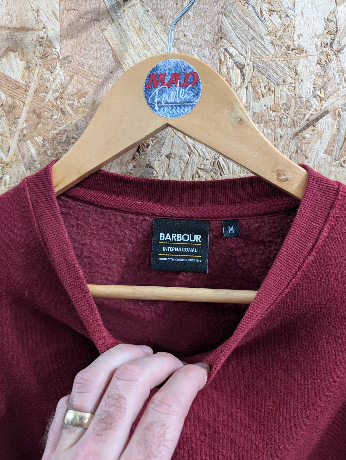 Barbour Sweatshirt Mens Size Medium Jumper Sweater Crew Neck Burgundy Red