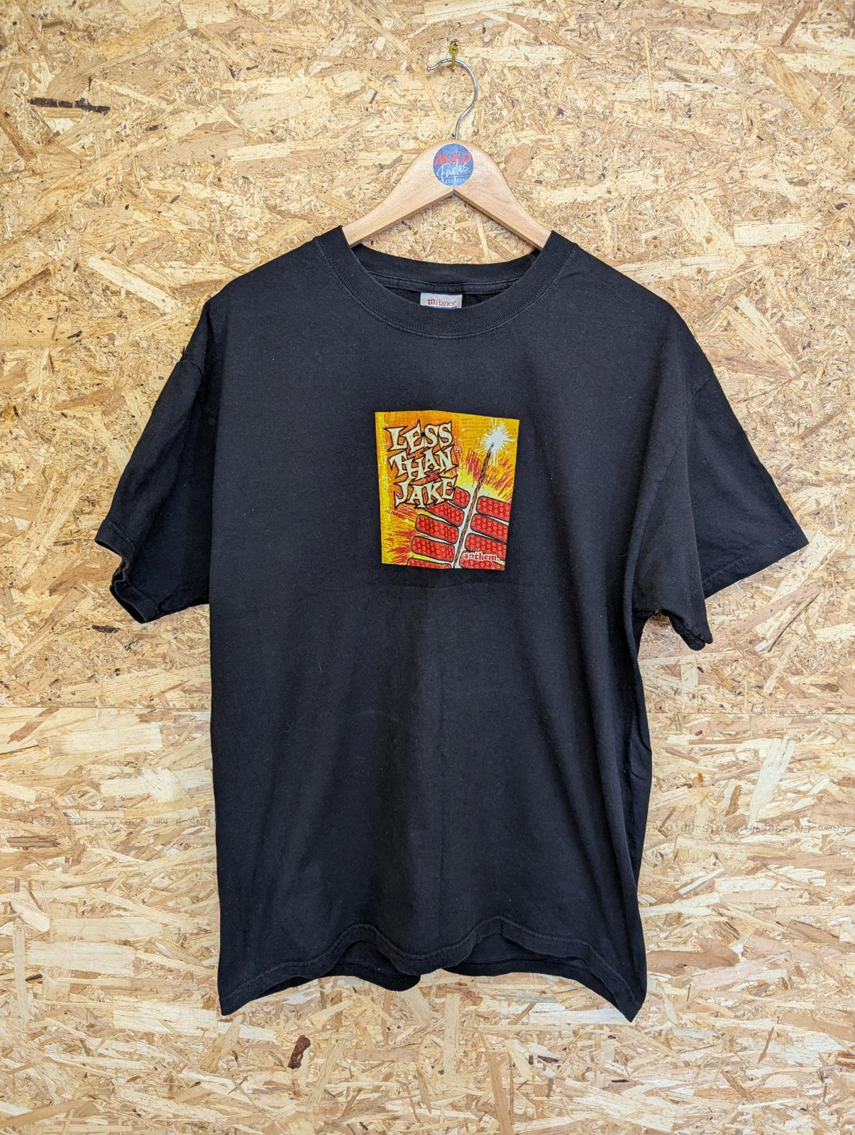 Less than Jake Anthem 2003 Vintage Y2K Band T-Shirt Black Hanes Heavy Large