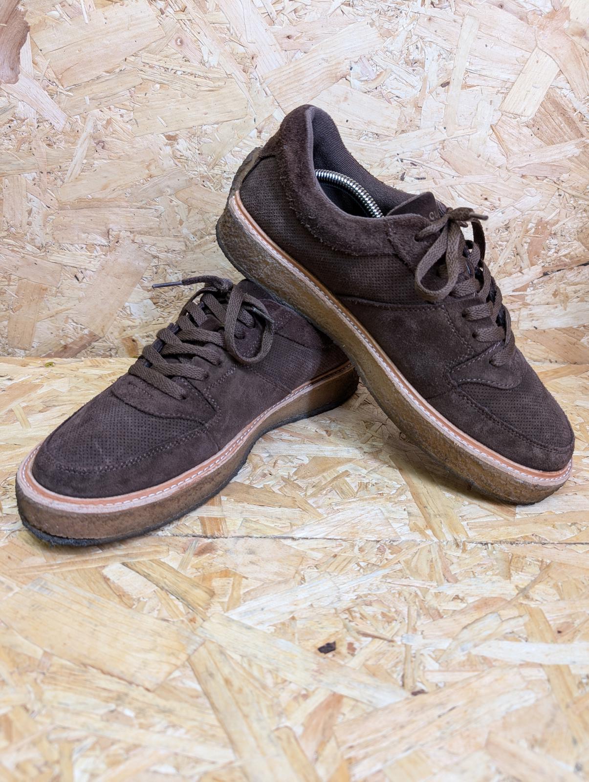 Clarks Originals UK 10 EU 44 Sandford Trainers Dark Brown Suede Lace Up Gum Sole