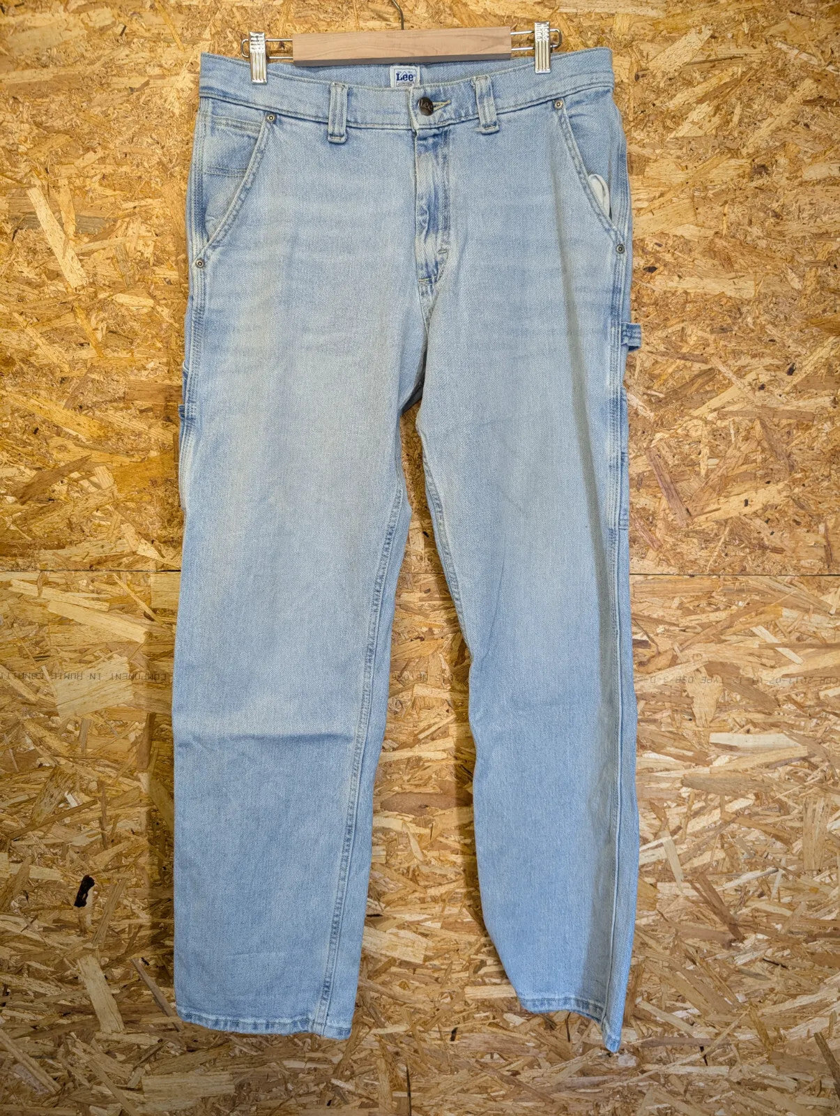 Vintage Lee Carpenter Jeans Men W32 L32 Light Blue Wash Denim Workwear Cargo 90s