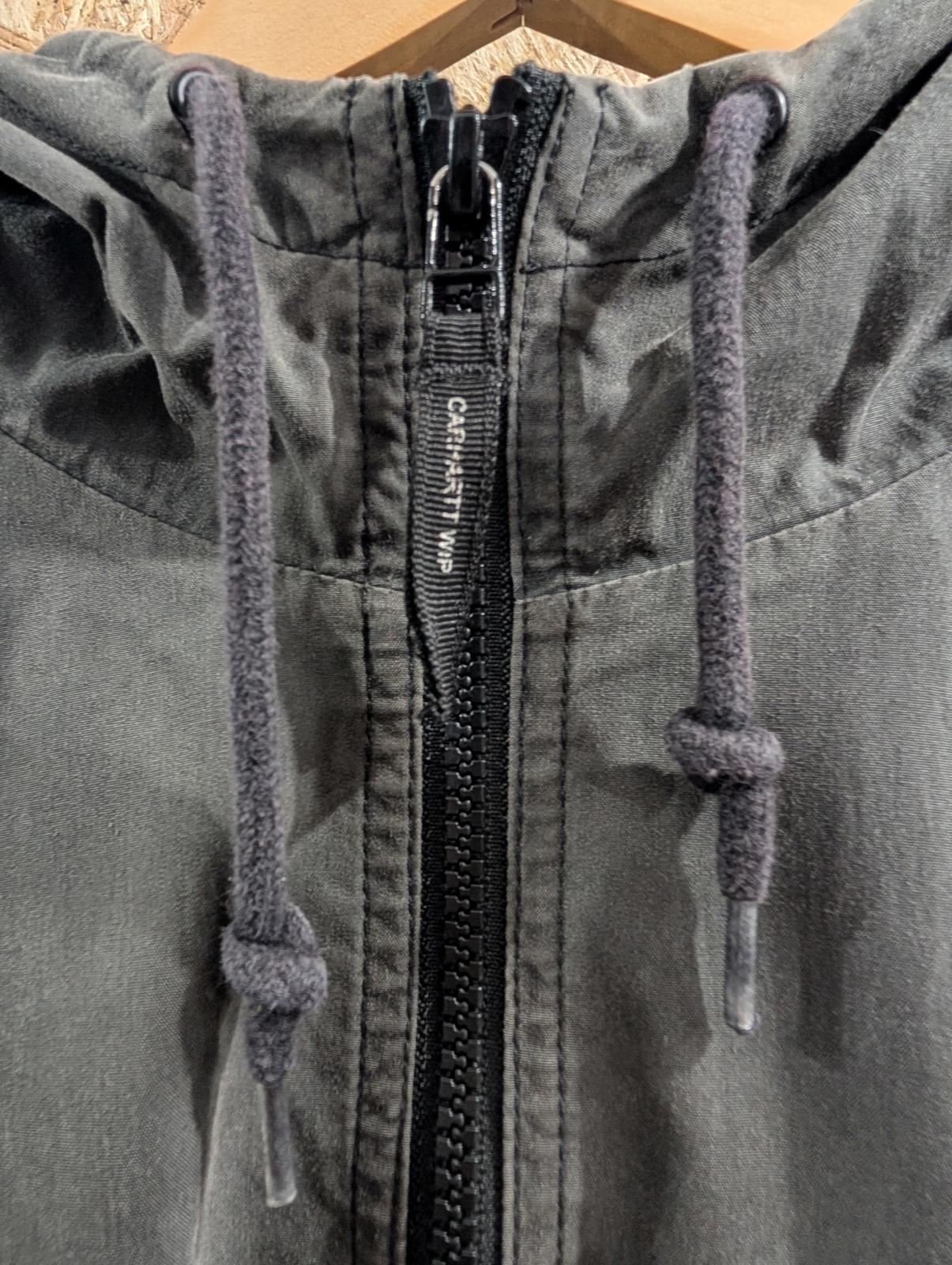 Carhartt Marsh Jacket Mens Size Medium Grey Black Faded Hooded Full Zip
