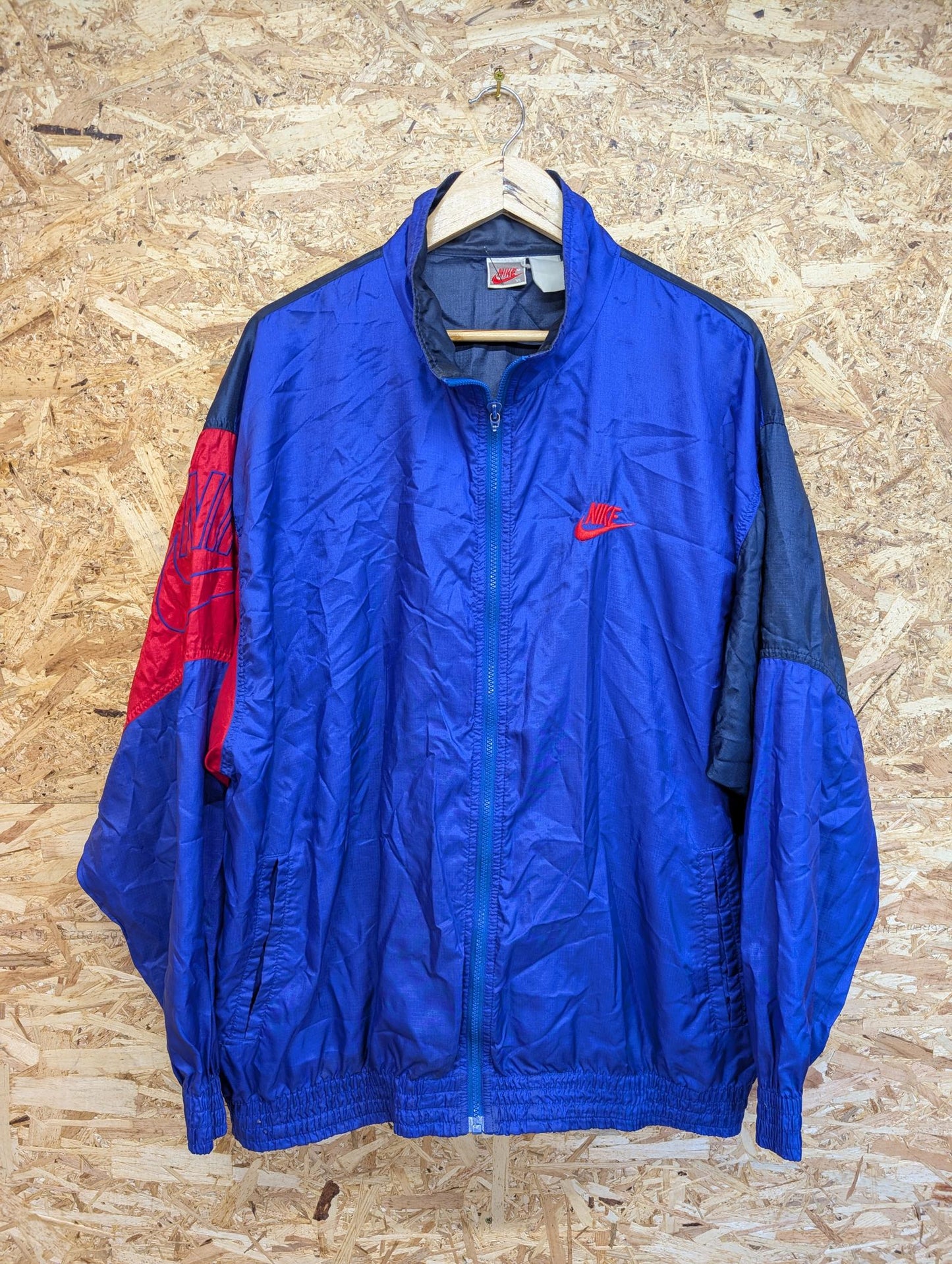 Nike XL Vintage 90s Windbreaker Jacket Grey Shell Purple Red Multicolour