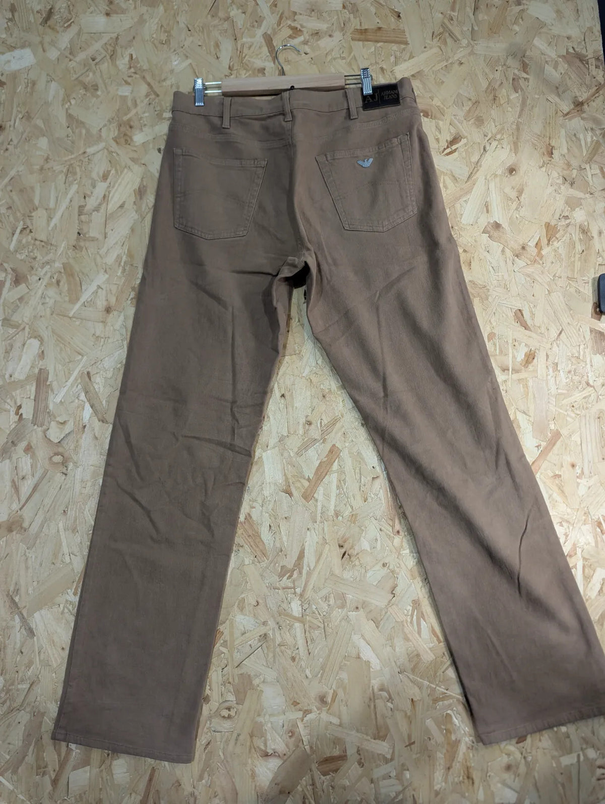 AJ Armani Jeans Mens W36 L34 Brown Cotton Regular Straight Stretch Vintage Chino