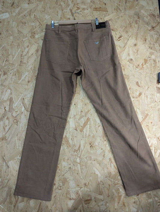 AJ Armani Jeans Mens W36 L34 Brown Cotton Regular Straight Stretch Vintage Chino