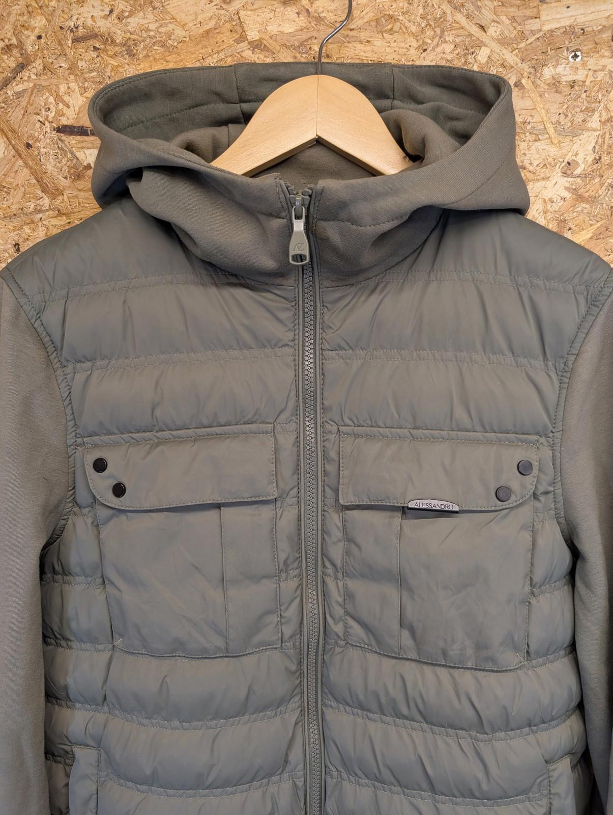 Alessandro Zavetti Puffa Jacket Medium Men Utility Track Khaki Green Zip Chore