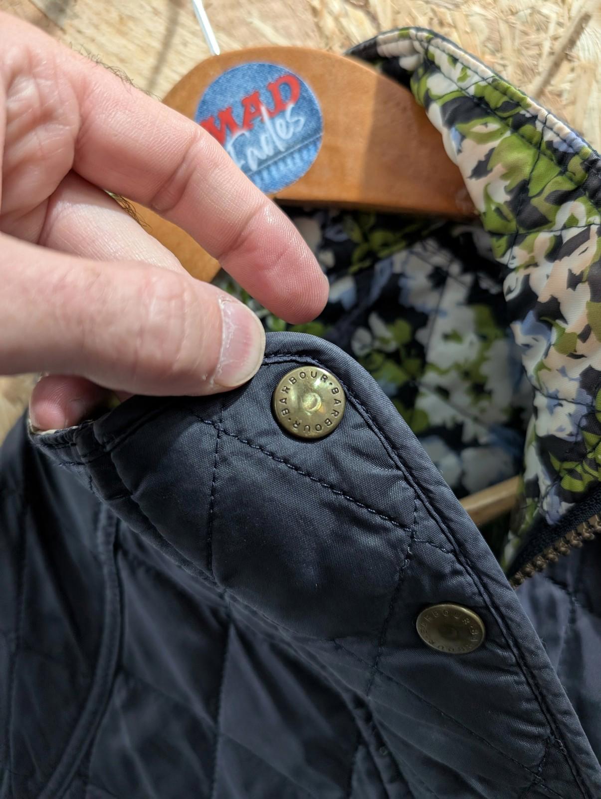 Barbour Liddesdale Gilet Women UK 8 Quilted Floral Lining Navy Blue Padded Vest Lightweight