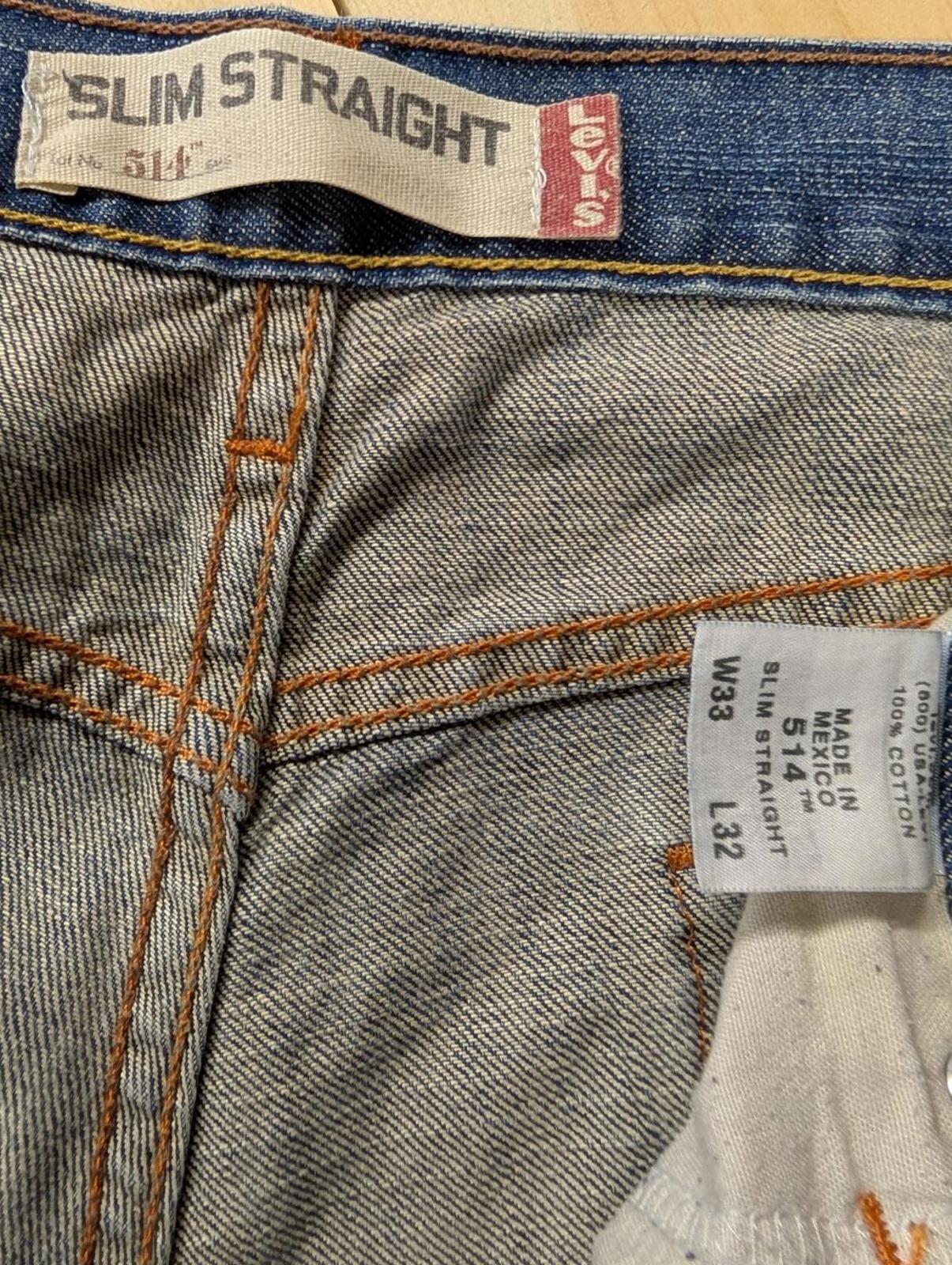 Levis 514 Blue Jeans W33 L32 Men Slim Straight Fit Red Tab Denim Zip Fly