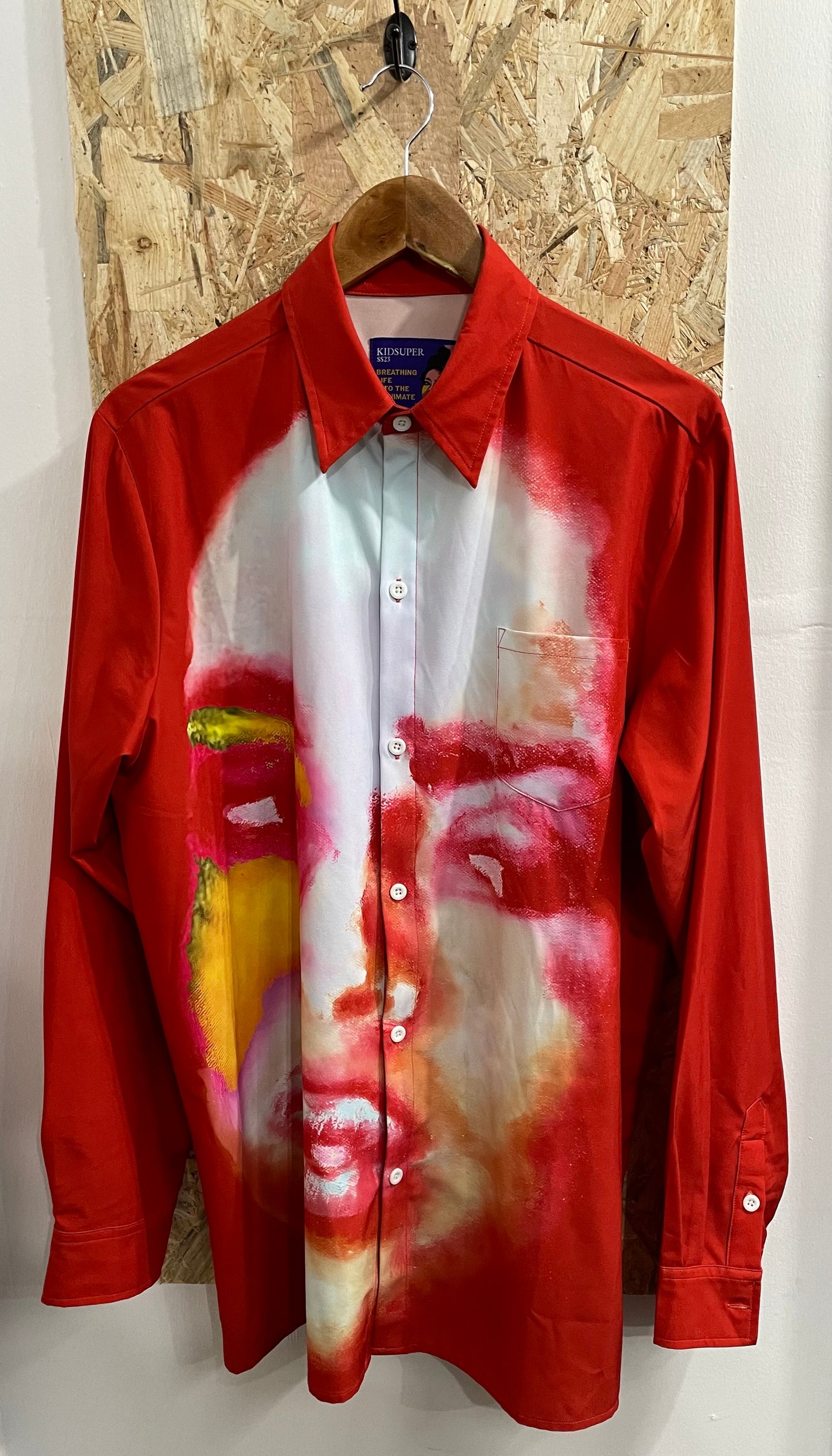 Kid Super Colm Dillane Art Girl Face Button Up Over Shirt Shacket Mens Large