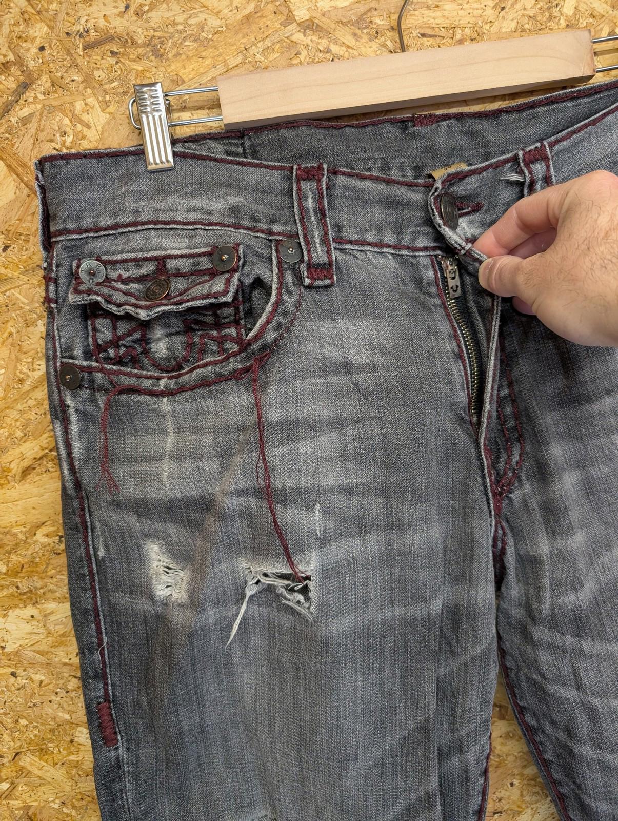 True Religion Ricky Jeans W36 L34 Men Relaxed Straight Distressed Grey Denim