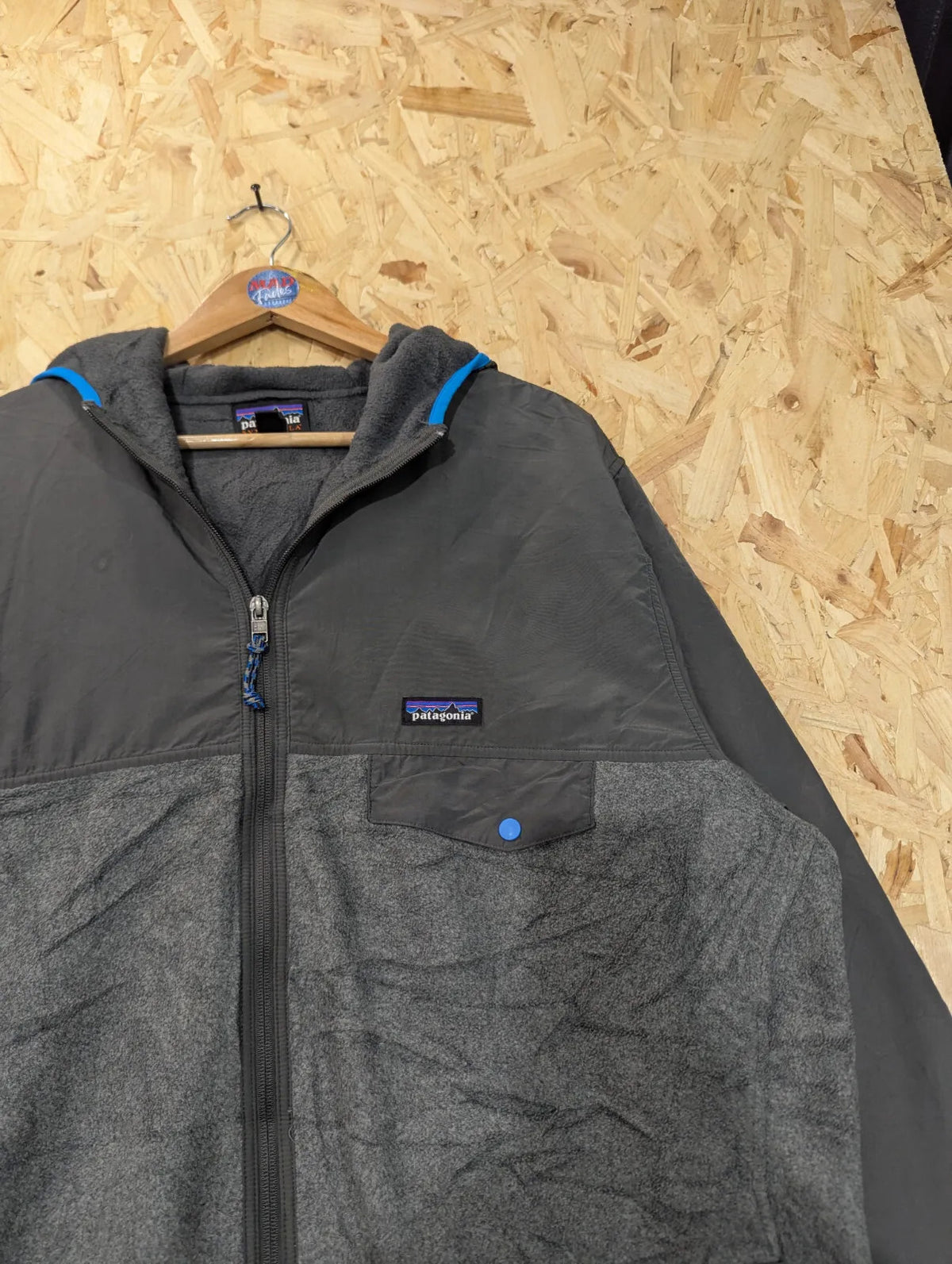 Patagonia Synchilla Hooded Fleece Jacket Mens XXL Charcoal Grey Blue Hooded Tech