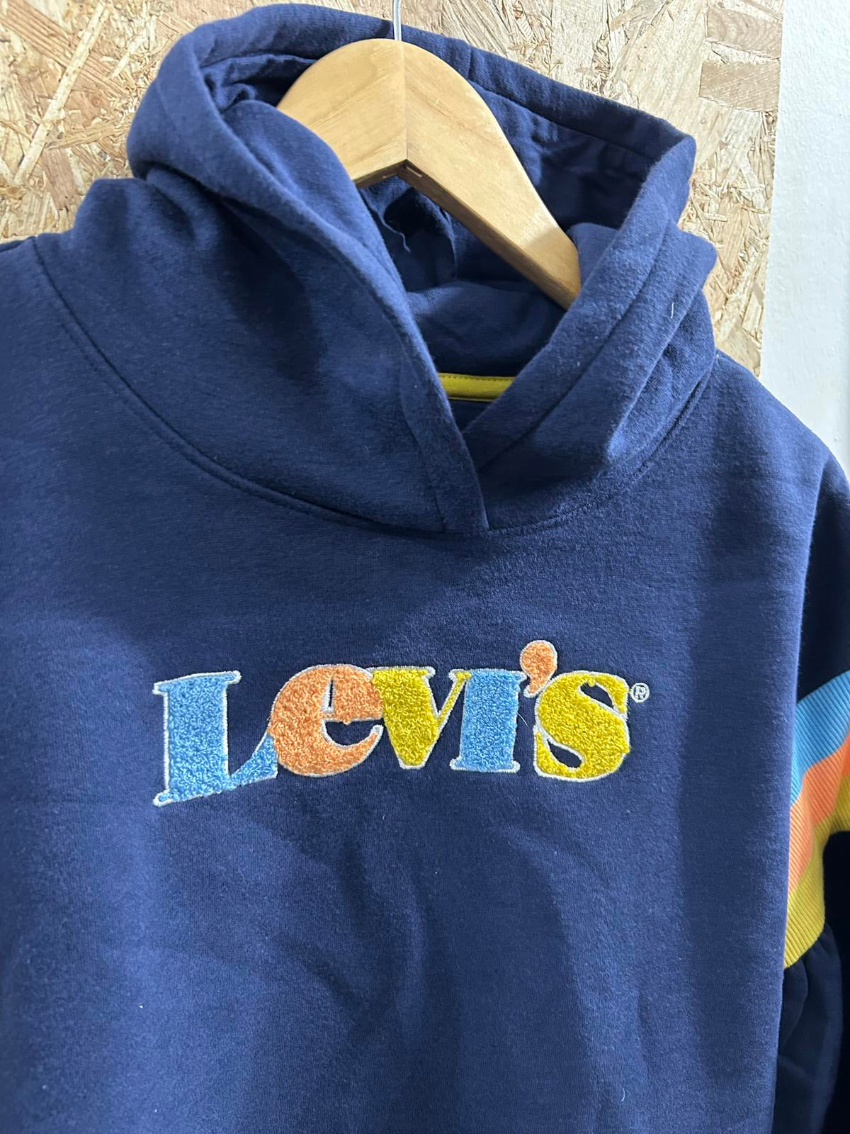 Levis Hoodie Girls Age 16 Size Navy Blue Embroidered Logo Top Jumper Sweater New