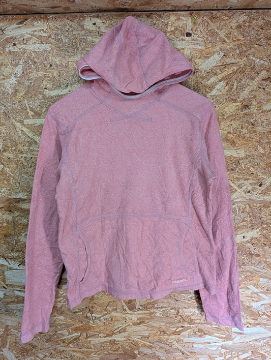 Patagonia Fleece Hoodie Womens Medium Pink Pullover Micro D-Luxe Hoody Walking