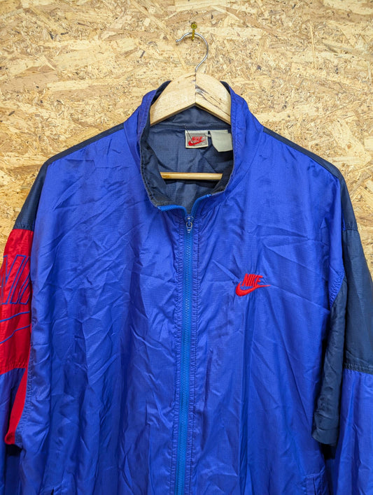 Nike XL Vintage 90s Windbreaker Jacket Grey Shell Purple Red Multicolour