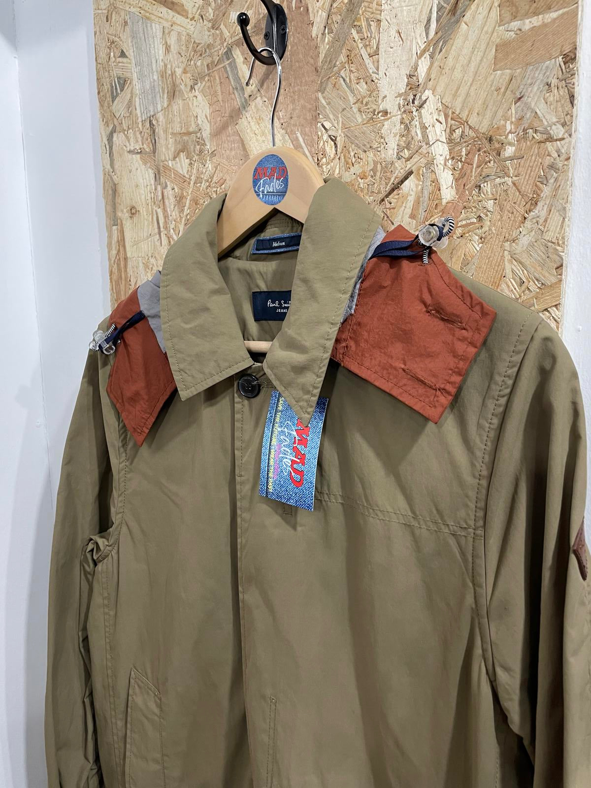Paul Smith Jacket Mens Medium Two-Tone Pack Away Parka Jacket Khaki Green Orange