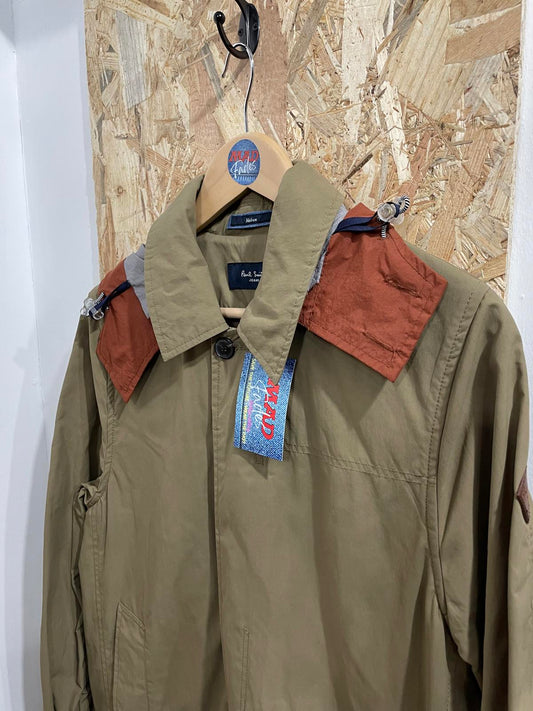 Paul Smith Jacket Mens Medium Two-Tone Pack Away Parka Jacket Khaki Green Orange