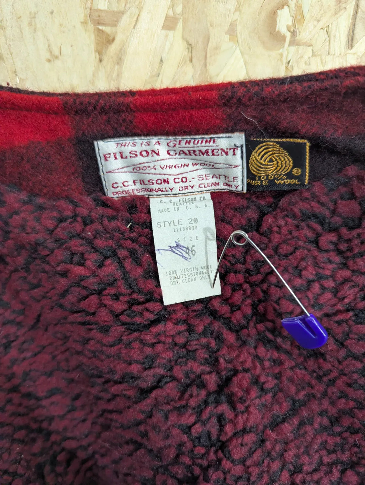 Filson Mackinaw Wool Vest Mens XXL 46 Red Black Buffalo Heavy Lined USA Made