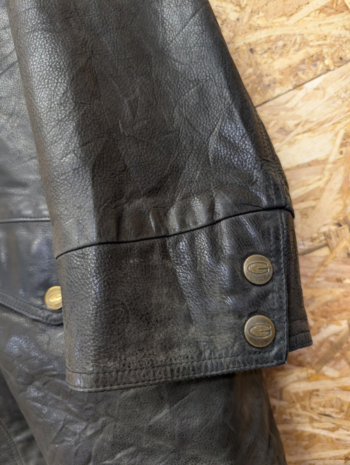 Gant Leather Coat Medium Oversized Vintage 90s Black Double Decker Wool Liner