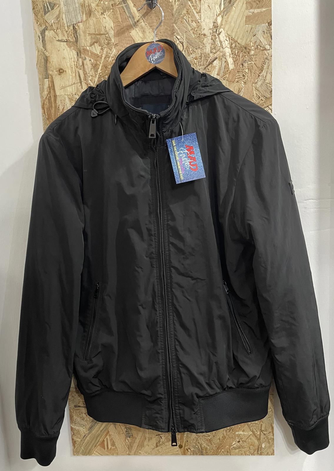 Armani Jeans AJ Bomber Jacket Mens Size Medium Padded Utility Hooded Black