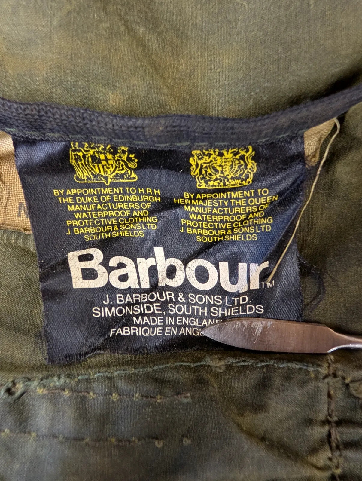 Vintage Barbour Wax Hooded Durham Jacket Men XL Green Cotton 2 Crest Warrant 80s