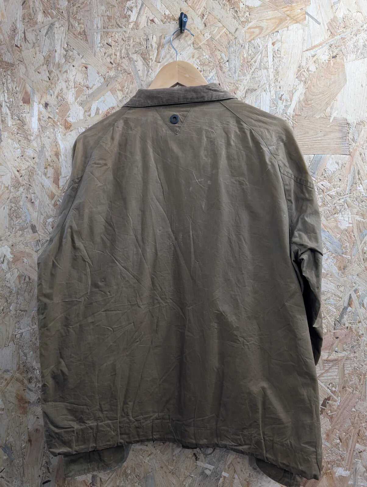 Barbour Islay Dry Wax Jacket Mens Medium Tan Brown Cotton Canvas Corduroy Collar