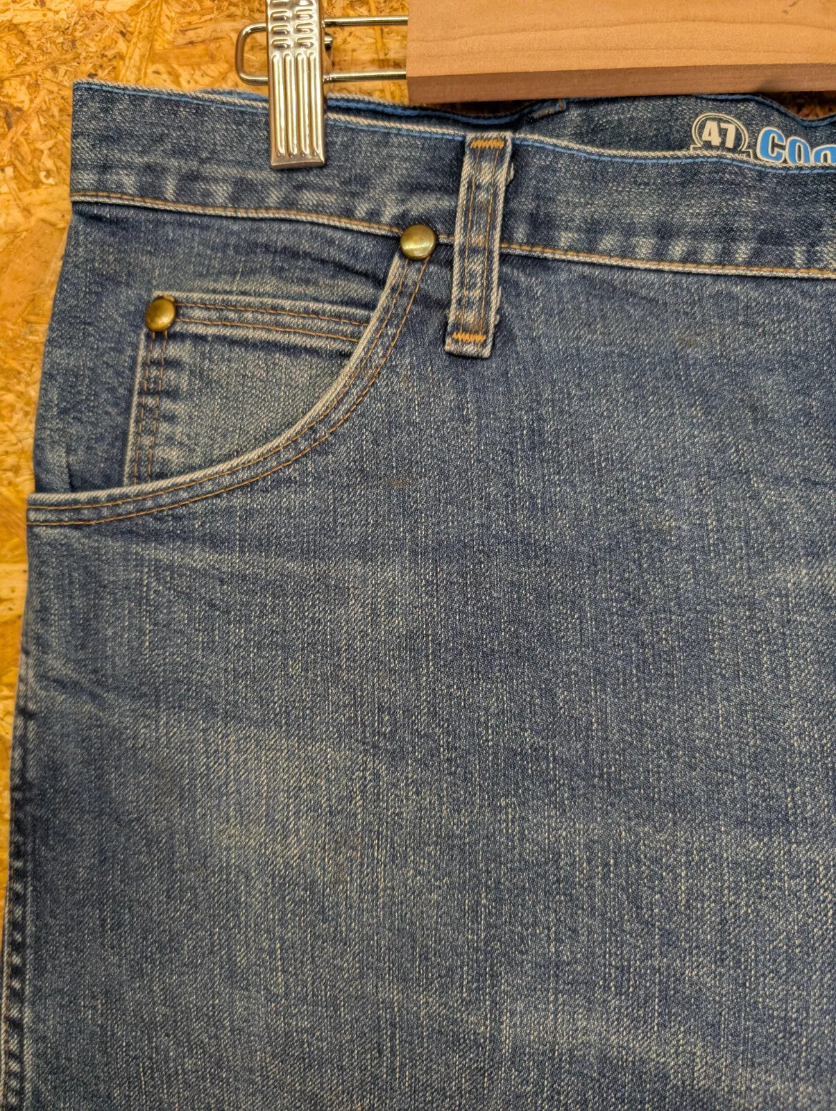 Wrangler 47 Cool Vantage Jeans W36 L38 Mid Blue Wash Denim Straight Zip Vintage