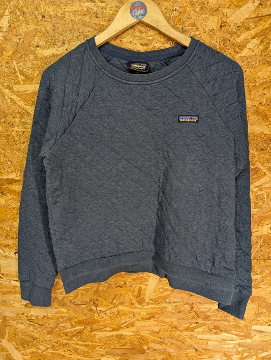 Patagonia Crewneck Sweatshirt Womens Small Blue Quilted Organic Cotton Pullover