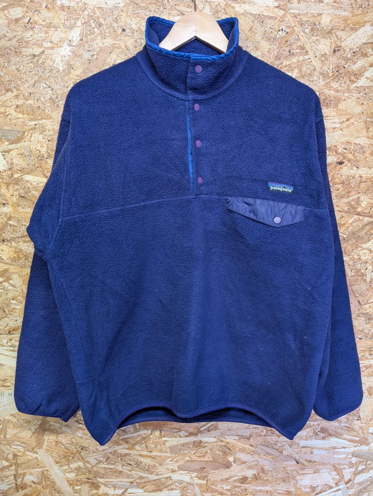 Vintage Patagonia Fleece Mens Medium Navy Blue Snap-T Synchilla 90s Canada