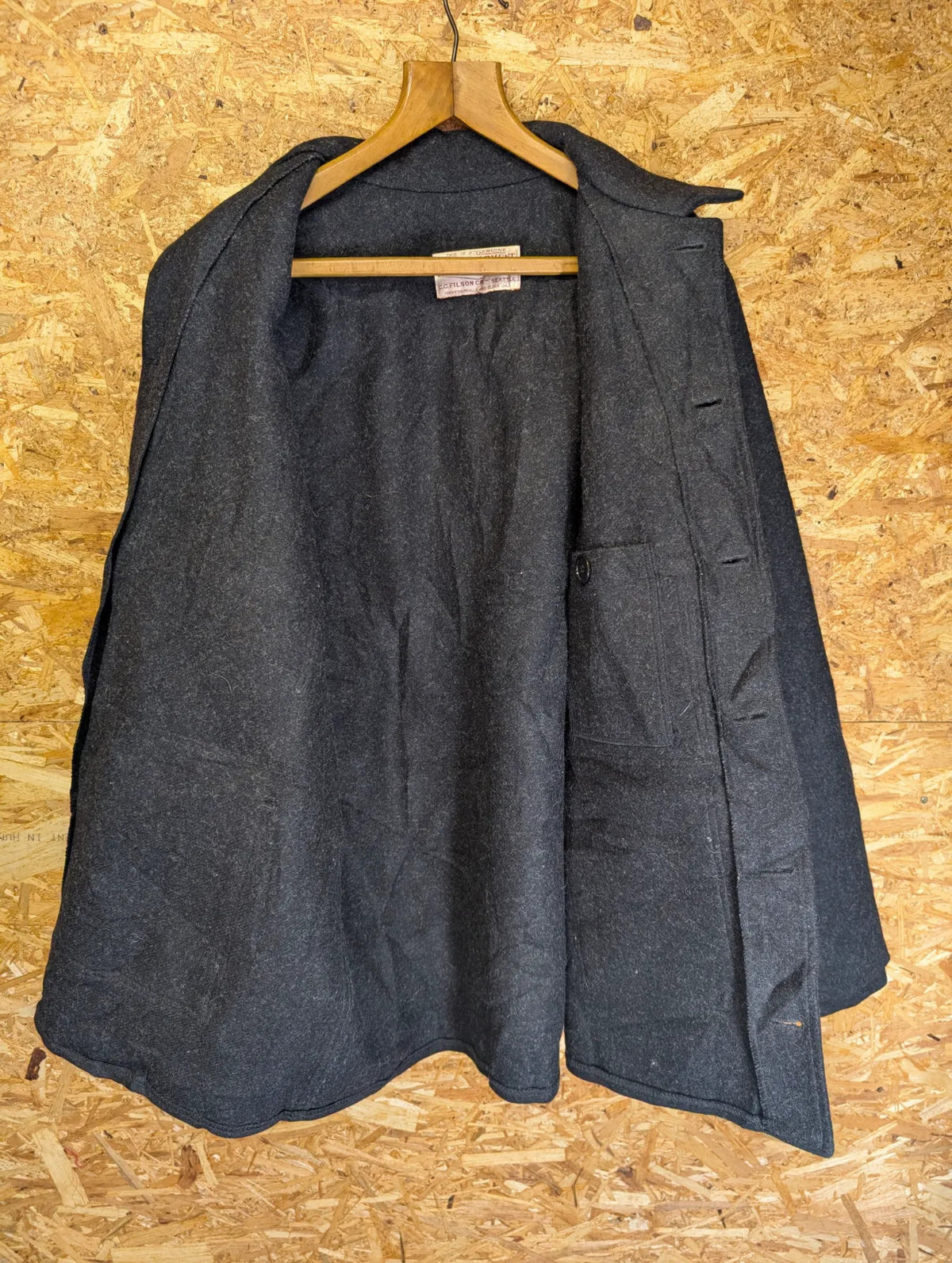 Filson Double Mackinaw Wool Cruiser Coat Mens XXL Charcoal Cape Heavy USA Made