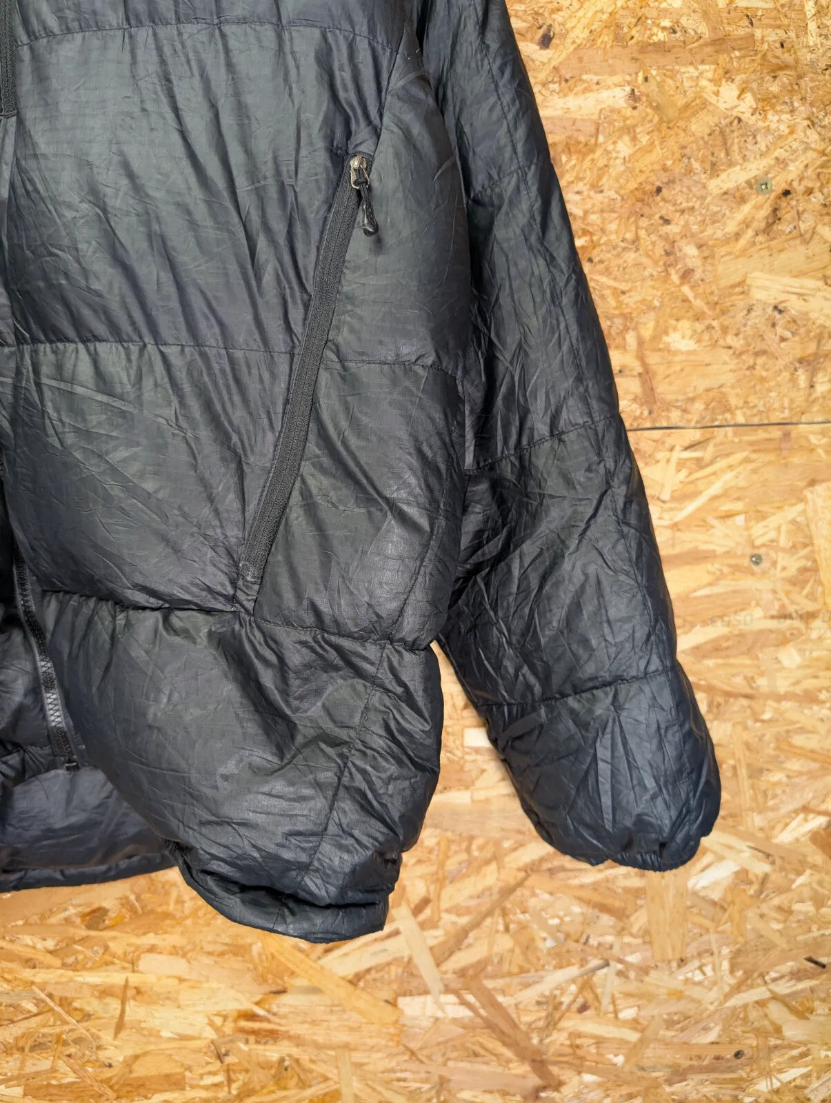 Patagonia Fitz Roy Down Hoody Jacket Mens Large Black Goosedown Feather Puffer
