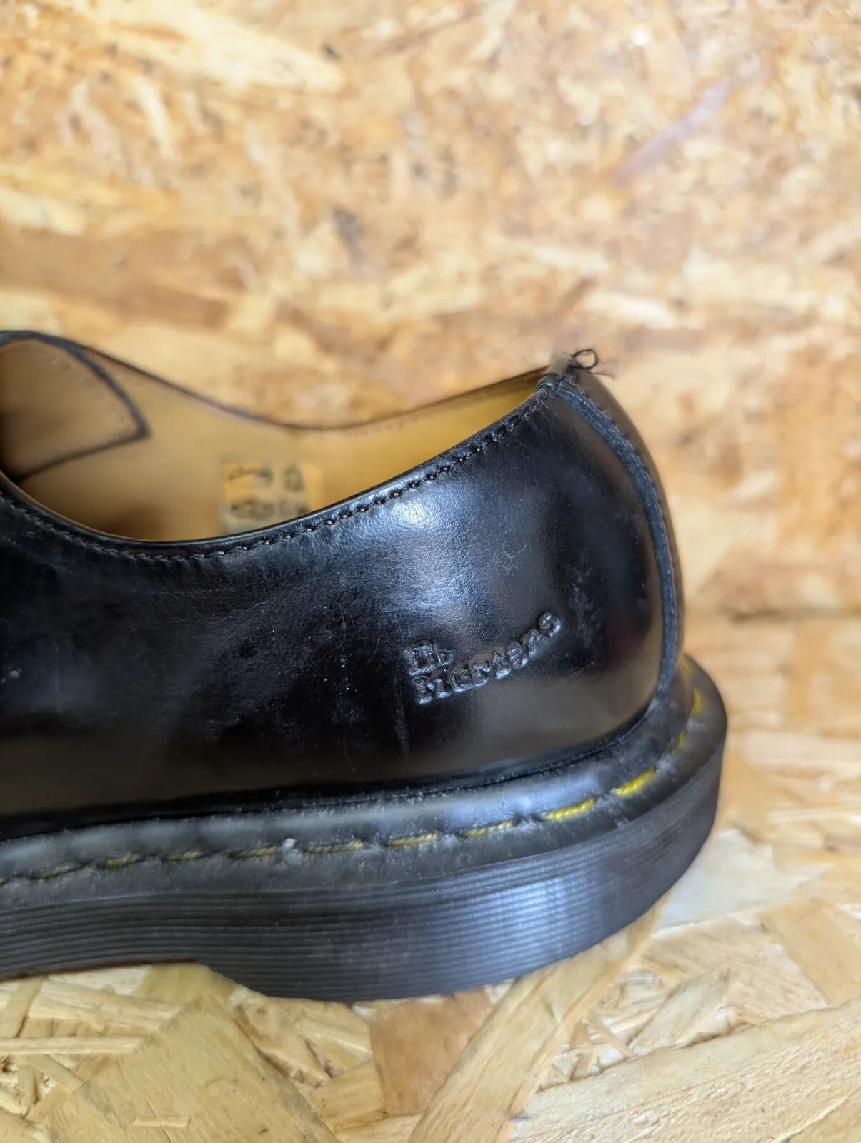 Vintage Dr Martens Shoes Mens UK 9 Black Leather Oxford Derby 1461 3-eyelet Lace