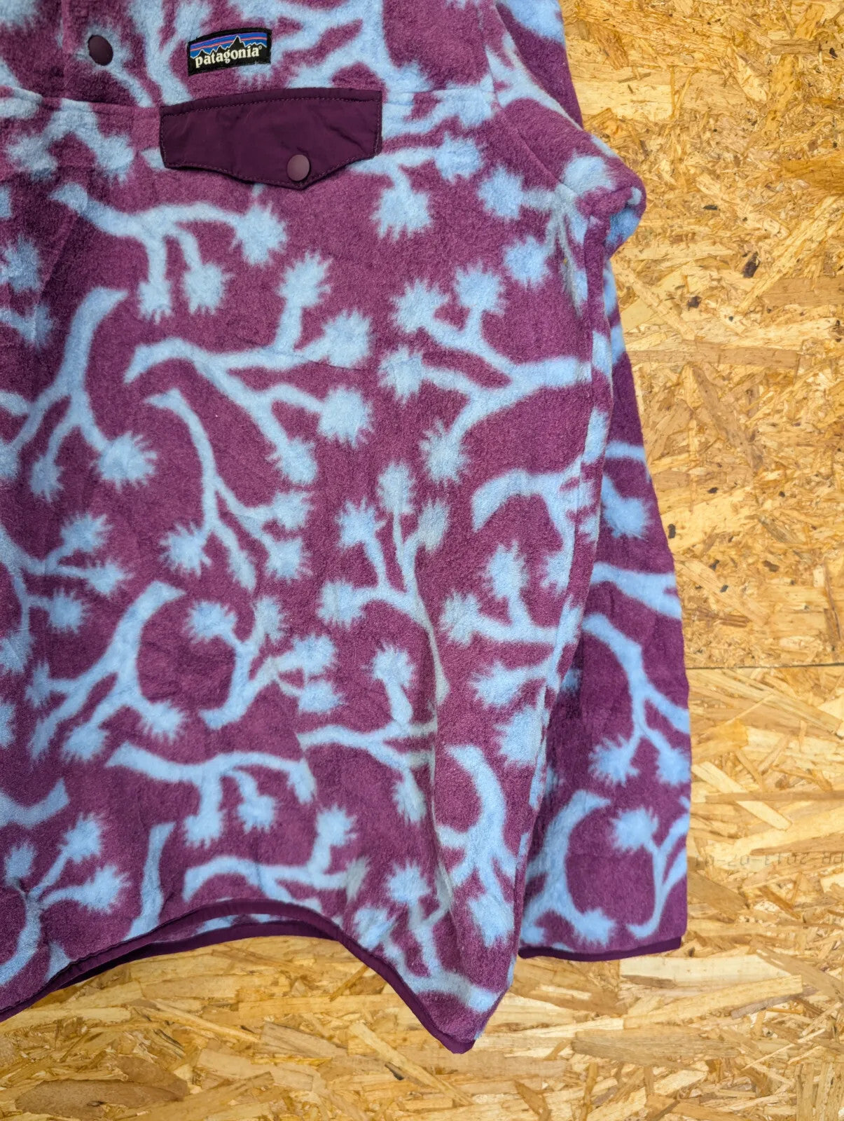 Patagonia Synchilla Fleece Large Pullover Purple Blue Snap-T Joshua Tree Pattern