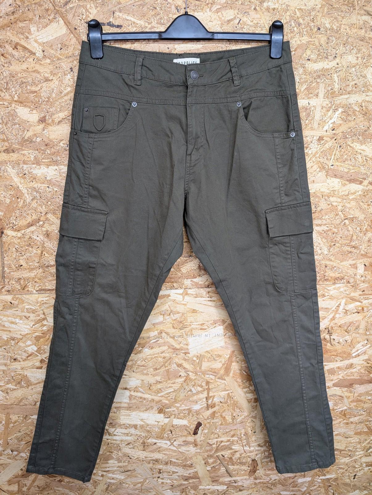 883 Police Mens W34 L30 Cargo Trousers Supernova Tapered Fit Khaki Green Slim