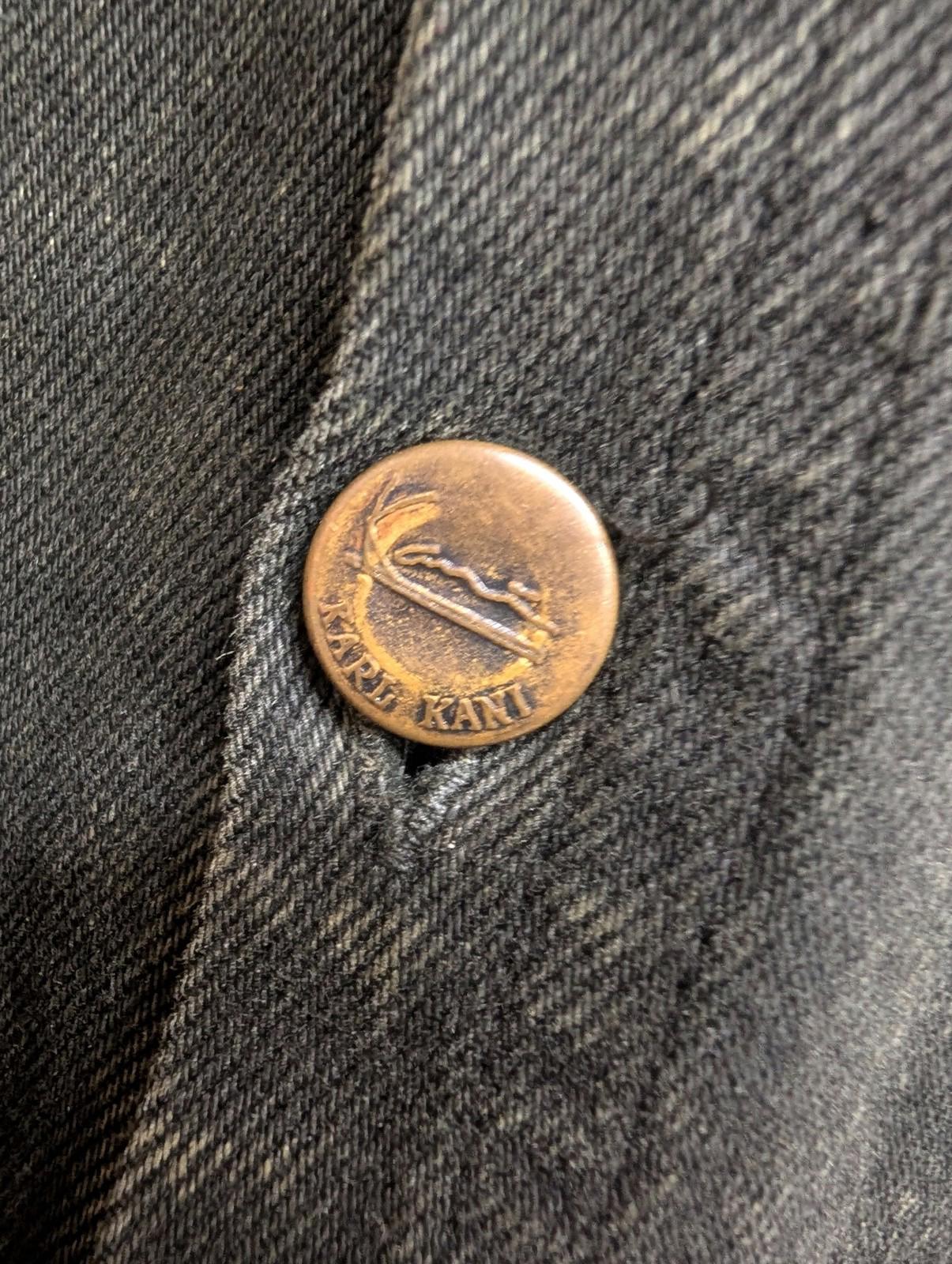 Karl Kani Denim Parka Jacket M Men Oversized Hooded Button-Up Vintage Black 90s