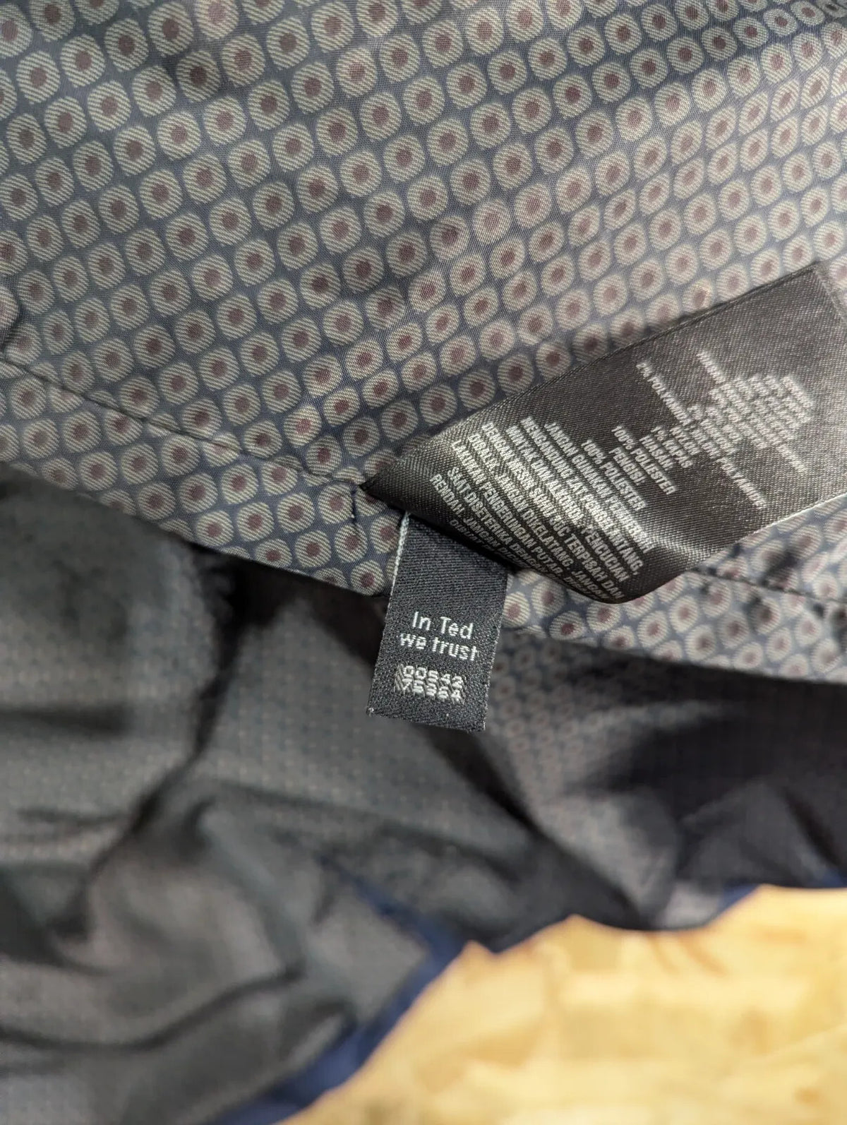 Ted Baker Quilted Jacket Mens Size 5 XL Navy Blue Diamond Padded Insulated