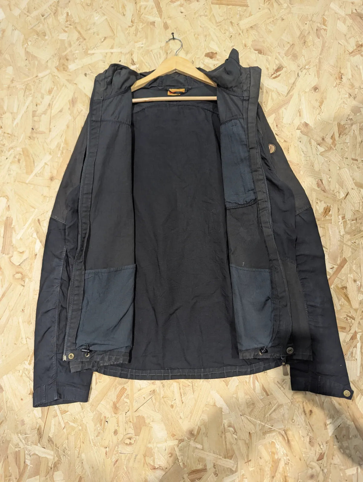 Fjallraven Sten Jacket Mens XXL Black G1000 Wax Canvas Hooded Pockets Parka