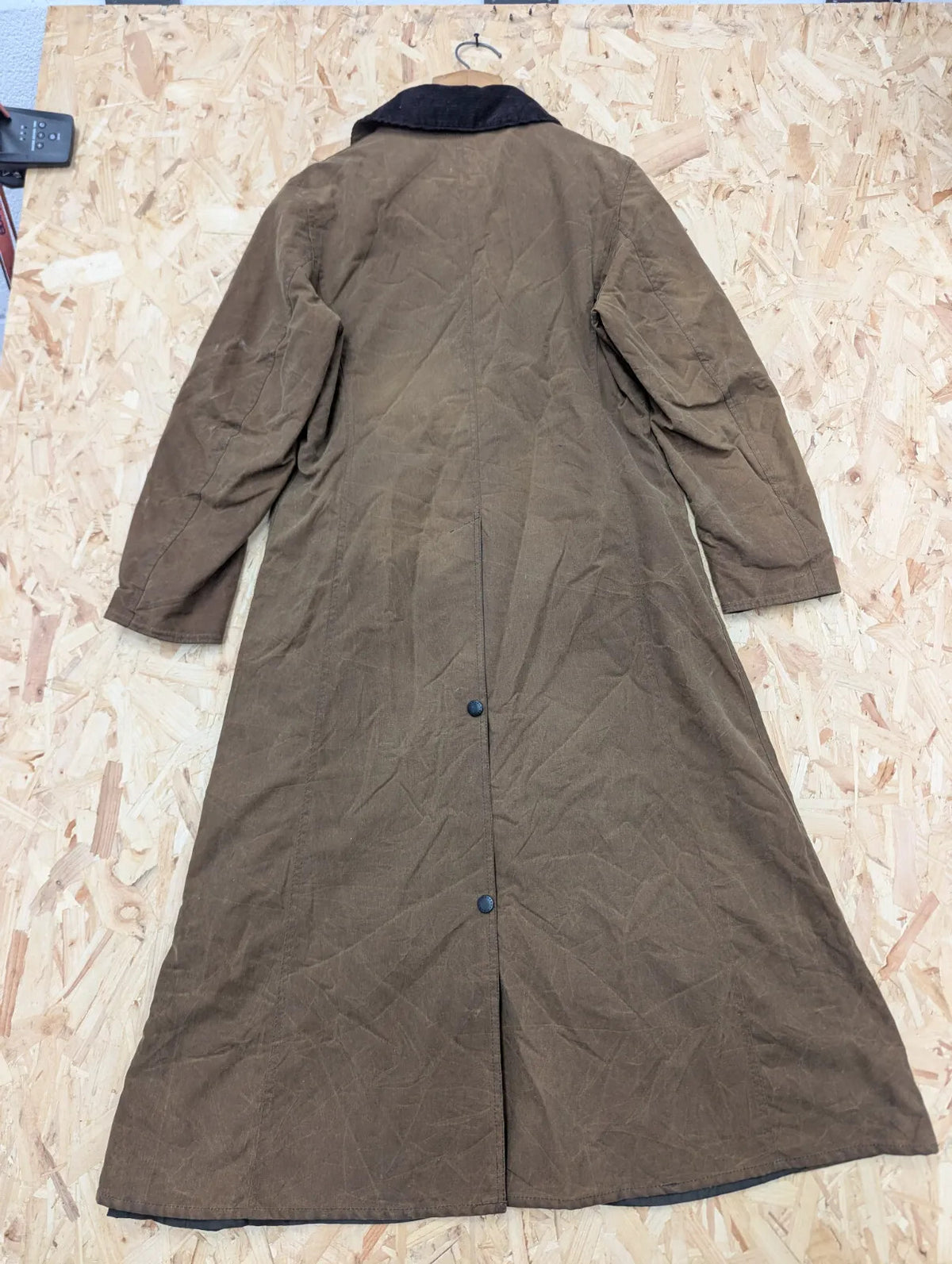 Barbour L50 Wax Coat Womens UK10 Brown Wool Plaid Lining Stockman Full Length