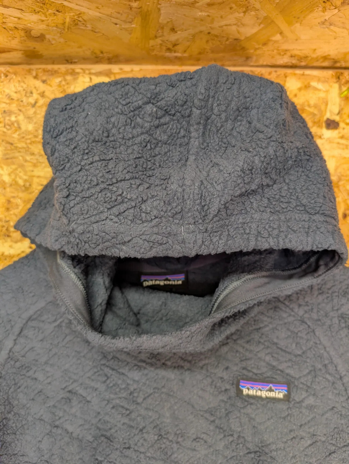Patagonia Diamond Capra Hoodie Womens Medium Pullover Navy Blue Mock Tech Fleece