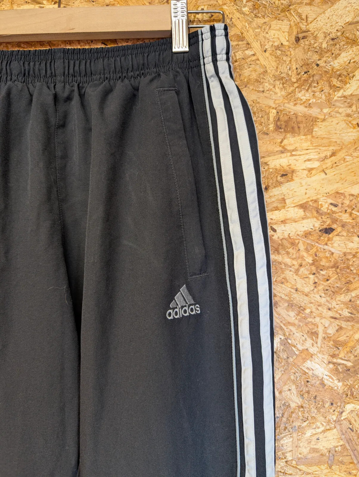 Adidas Track Pants Mens Small W28 W30 L30 Black 3 Stripe Zip Pockets Athletic