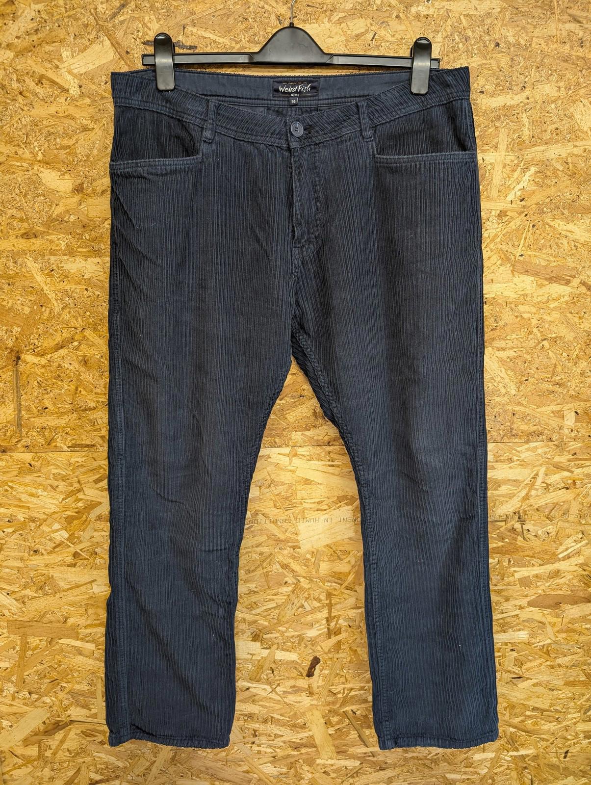 Weird Fish Trousers W36 L31 Men Corduroy Straight Leg Casual Navy Blue Cotton