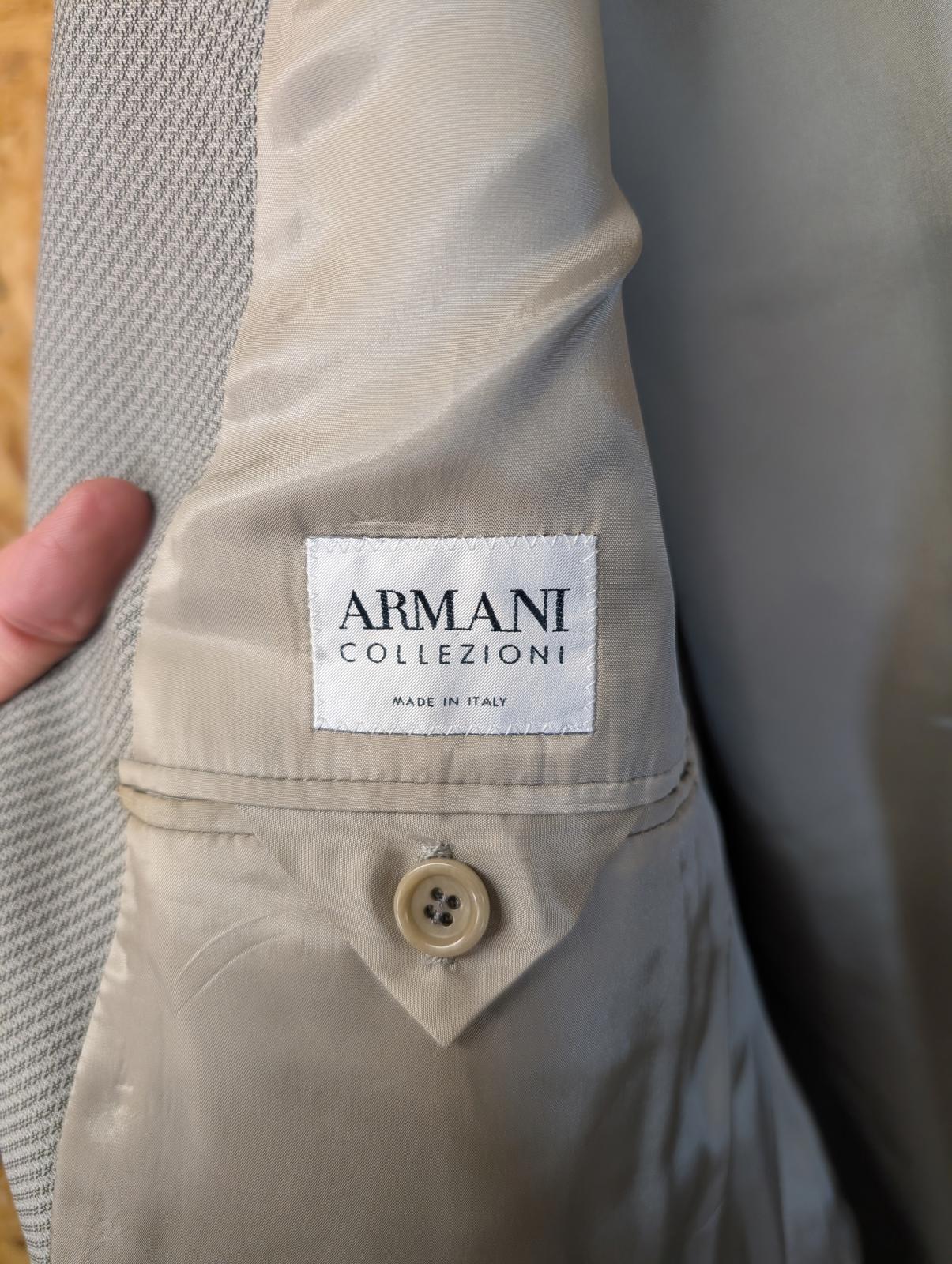 Armani Collezioni Wool Blazer 44R XL Light Blue Jacket Designer Tricot-effect