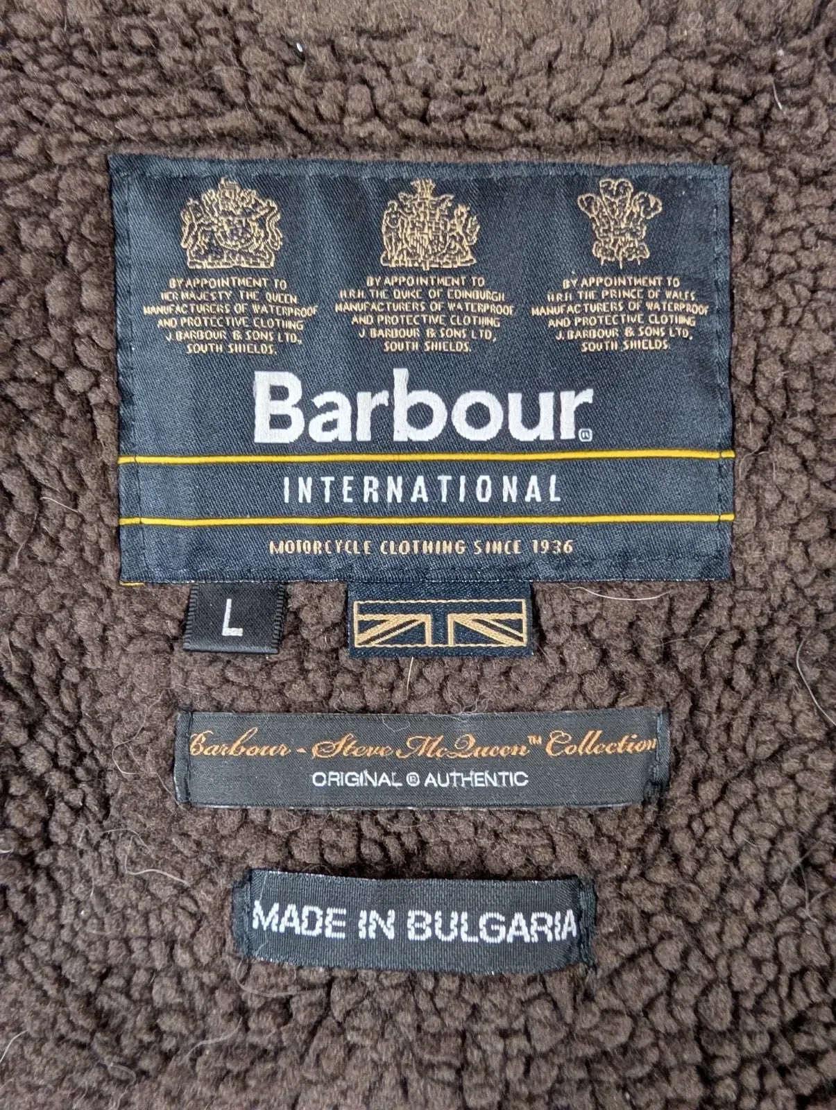 Barbour Hurricane Wax Jacket Mens Large Olive Green Steve McQueen Sherpa Fleece