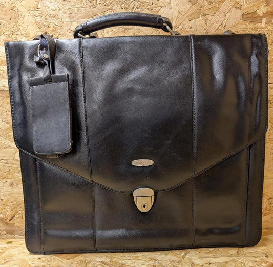 Tech Air Quality Leather Black 16" Messenger Bag Medium Briefcase Satchel Book