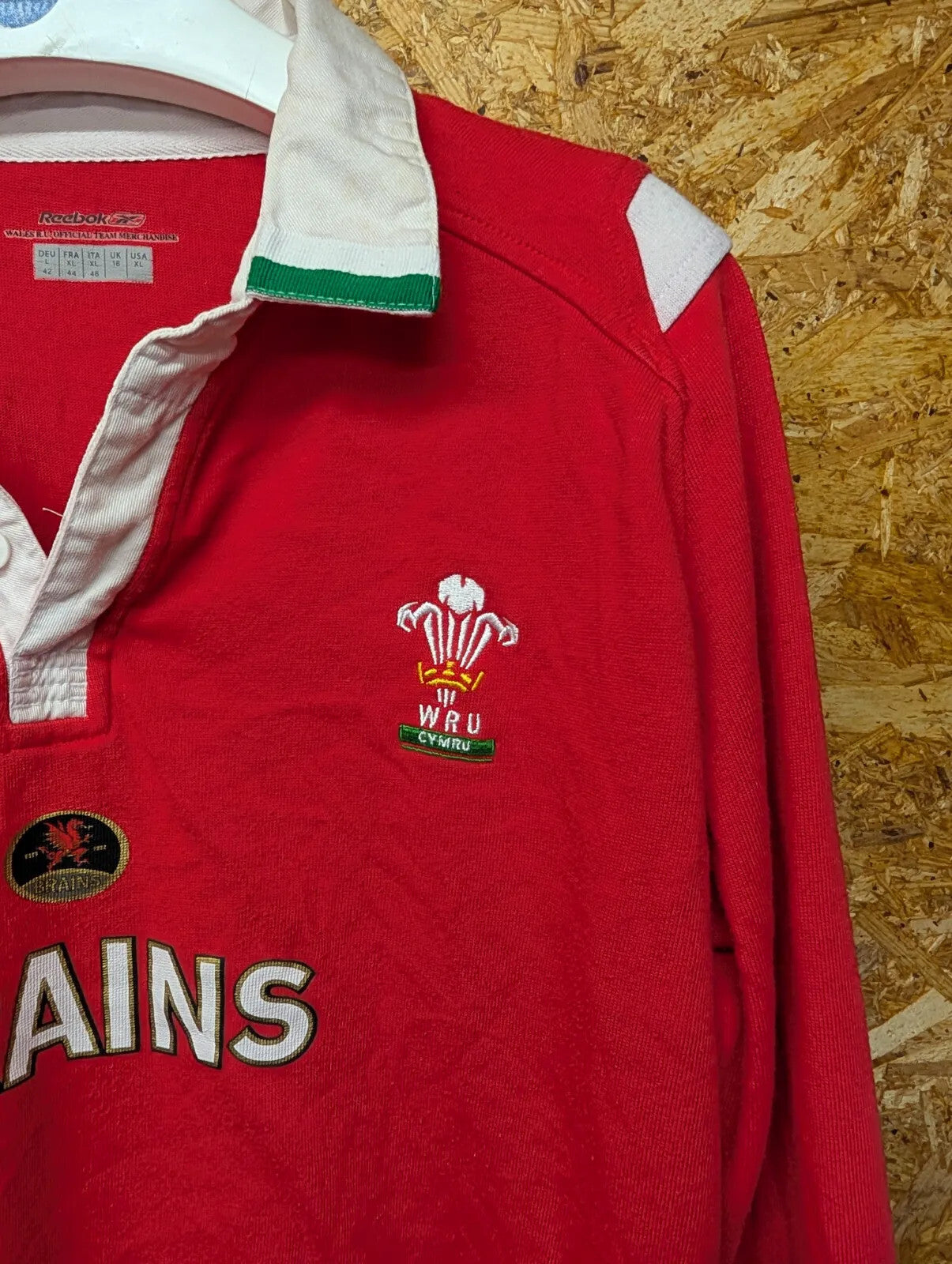 Wales Rugby 04/06 Shirt Womens UK16 XL Red Button Up L/S Cymru Reebok WRU