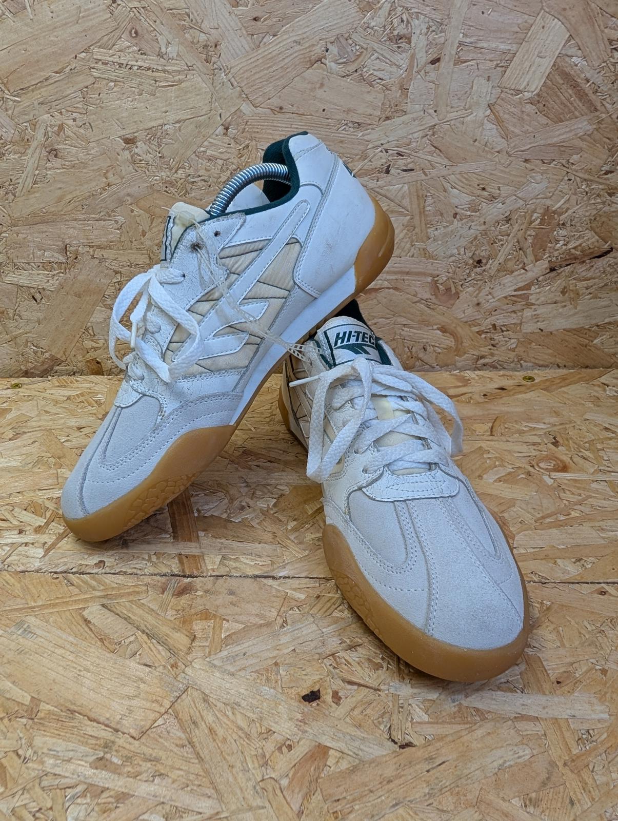 Hi-Tec Squash Classic Indoor Court Shoes Size 9 UK 43 EU Cream Green Suede Lace